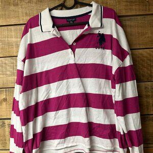 Men’s U.S. Polo Assn. Polo XXL Pink White – Very Good Condition